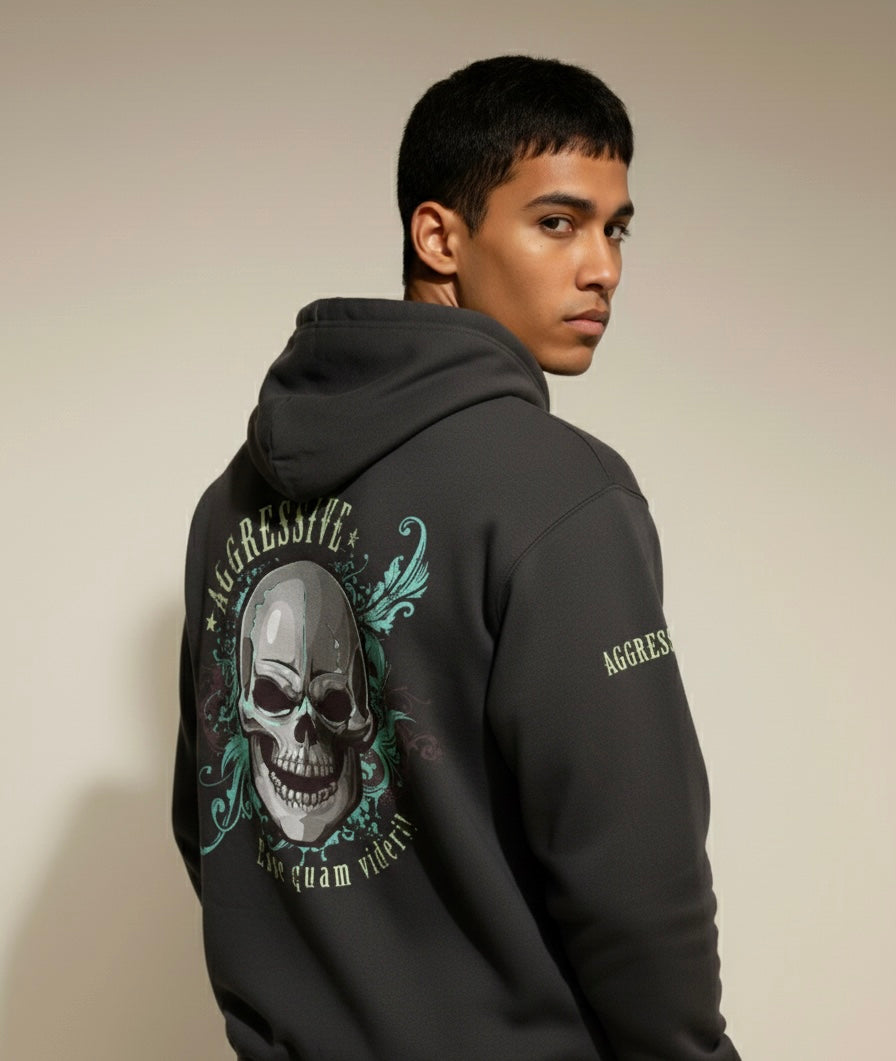 AGGRESSIVE SKULL DESIGN HOODIE