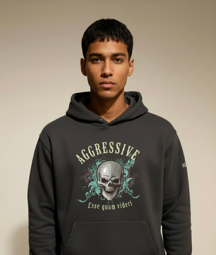 AGGRESSIVE SKULL DESIGN HOODIE